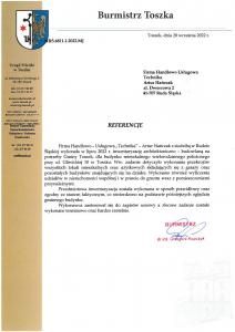 Referencja od: Urząd Miejski w Toszku